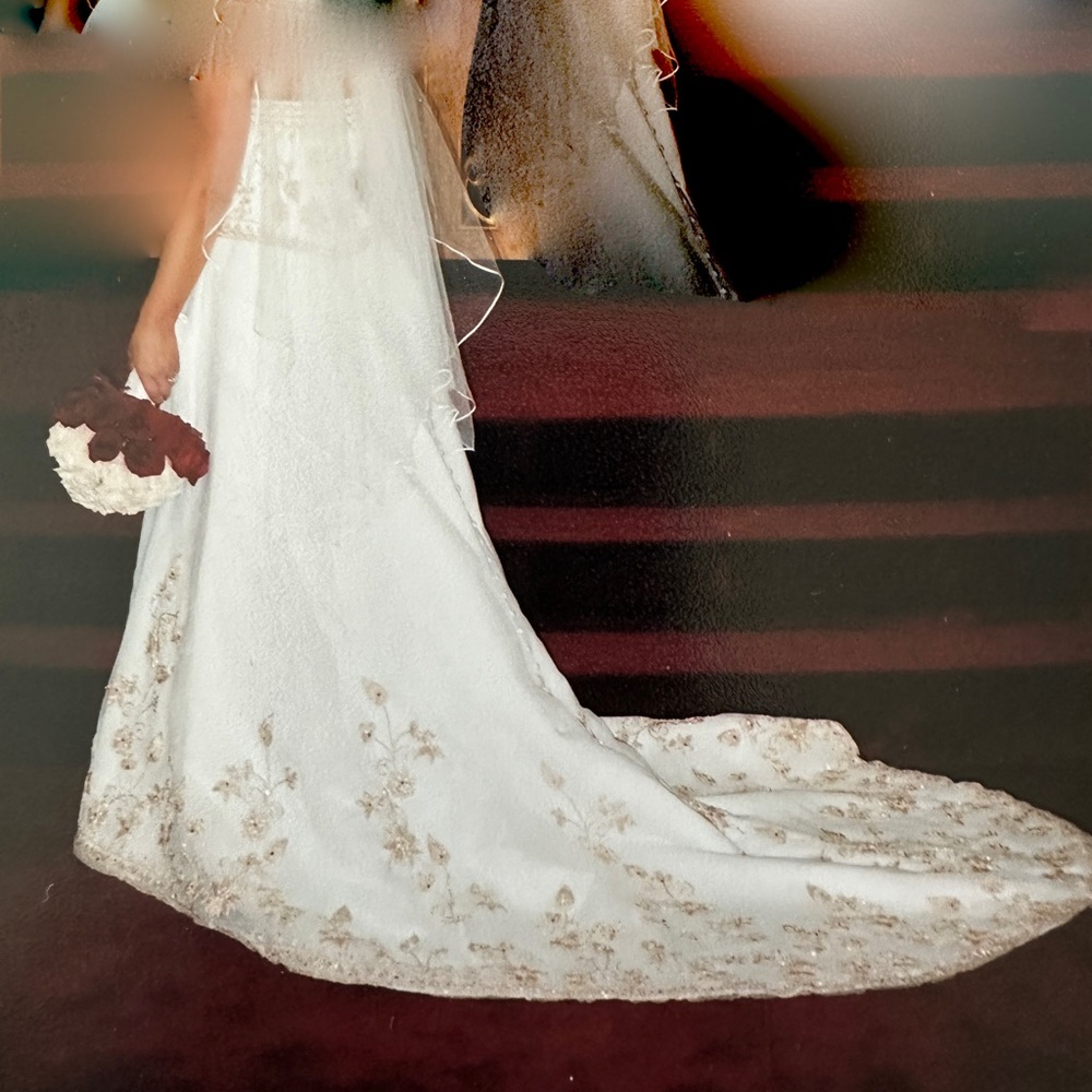 Elegant Beaded Wedding Dress – Timeless, Stunning Train